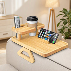 Plovera Double Layer Wooden Sofa Armrest Tray