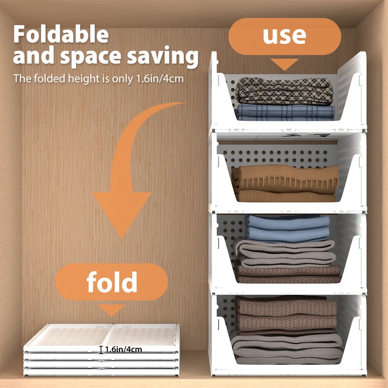 Plovera 4-Pack Foldable Closet Organizer Bins