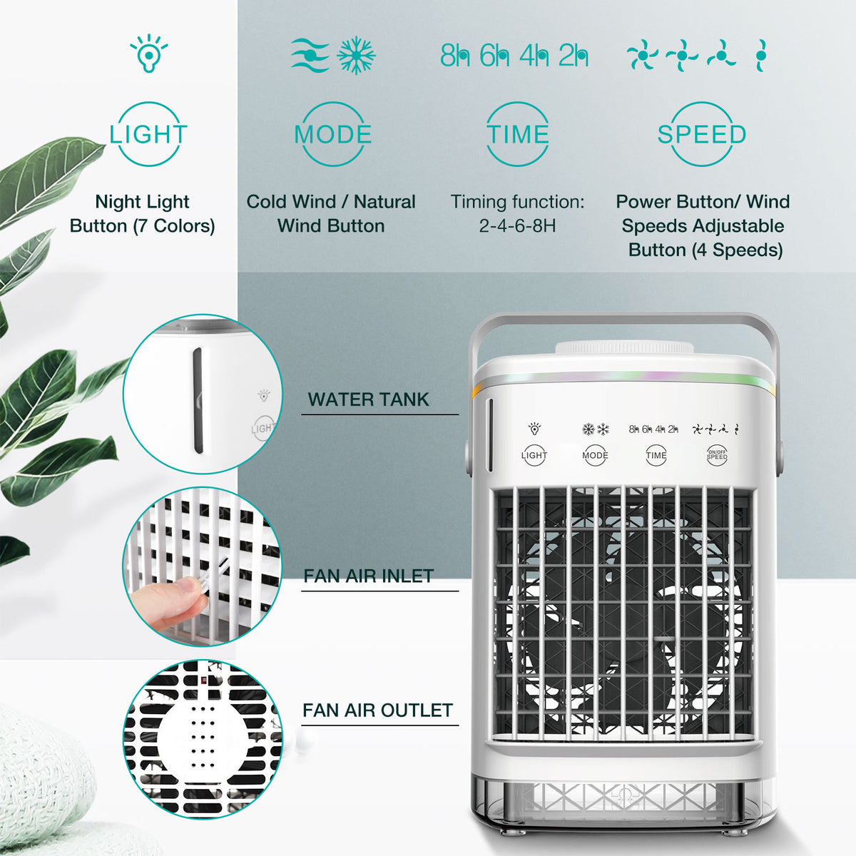 Plovera 4-Speed Portable Air Cooler Fan