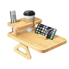 Plovera Double Layer Wooden Sofa Armrest Tray